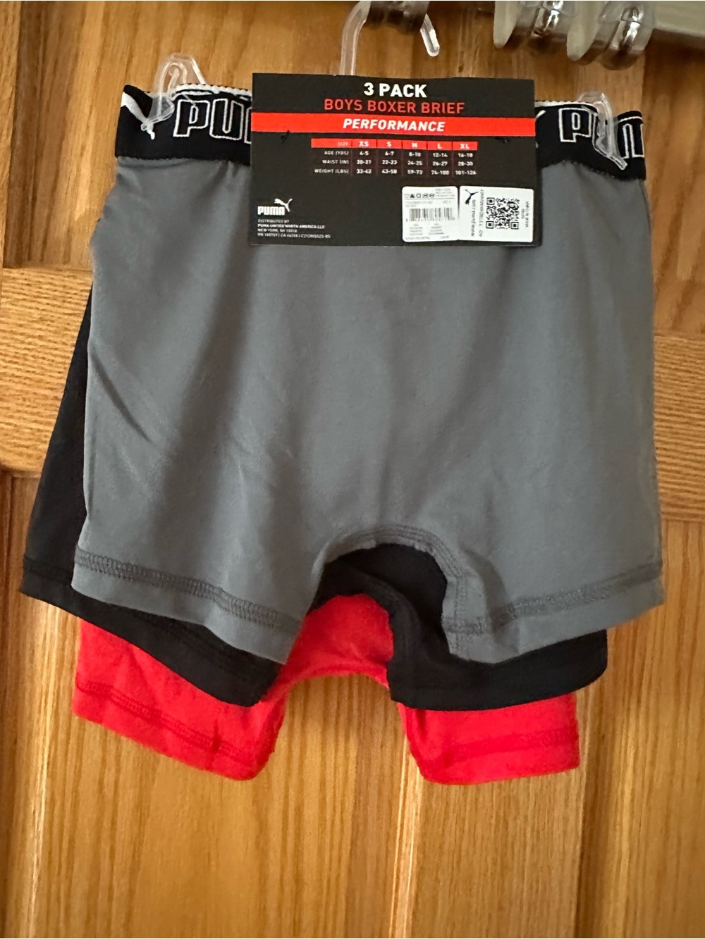 Puma Boys 3-Pack Boxer Briefs - Gray, Black & Red
